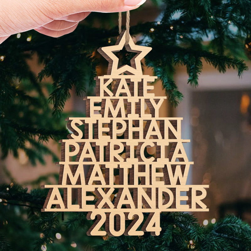 Family Christmas Tree - Family Personalized Custom Ornament - Wood Custom Shaped - Christmas Gift For Family Members