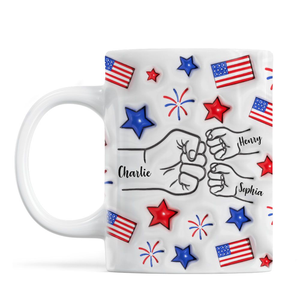 Proud Dad Grandpa Fist Bump Personalized 3D Inflated Effect Printed Mug