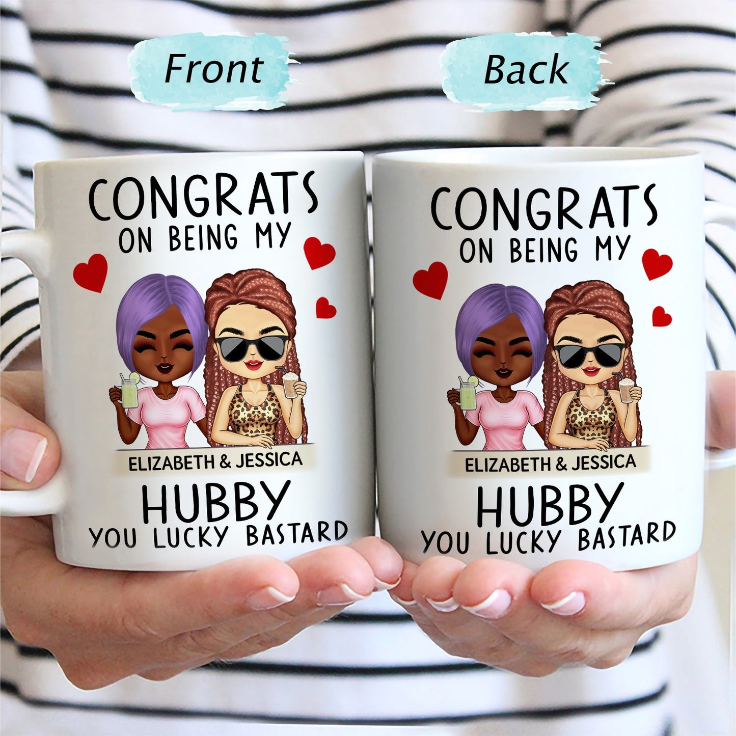 Congrats On Being My Husband Chibi - Anniversary, Vacation, Funny Gift For Couples, Family - Personalized Custom Mug