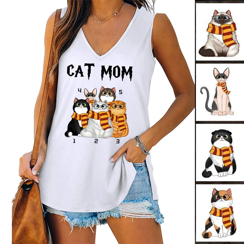 HP Cat Mom Fluffy Cat Personalized Tank Top