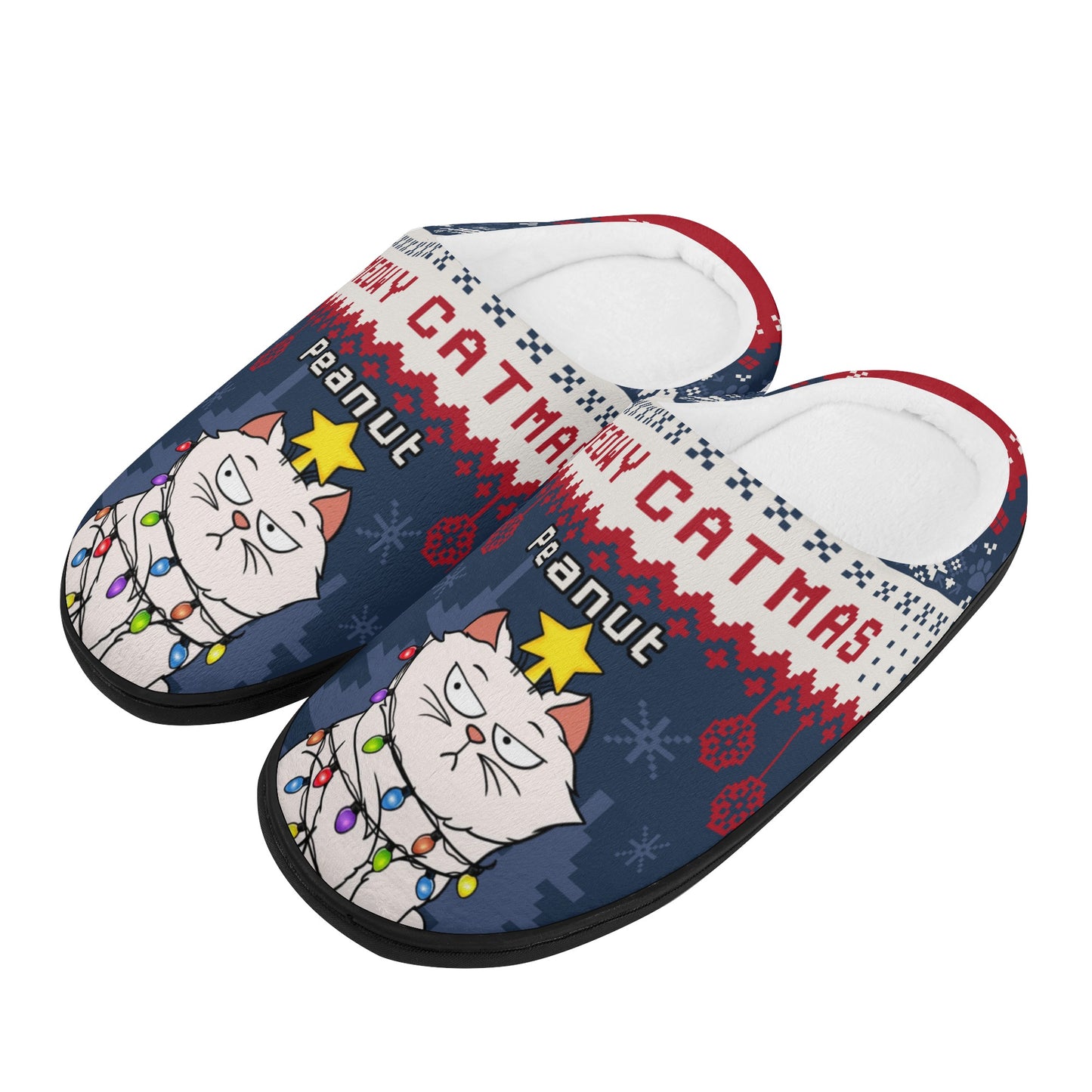 Meowy Catmas Funny Cats - Christmas Gift Personalized Custom Unisex Fluffy Slippers