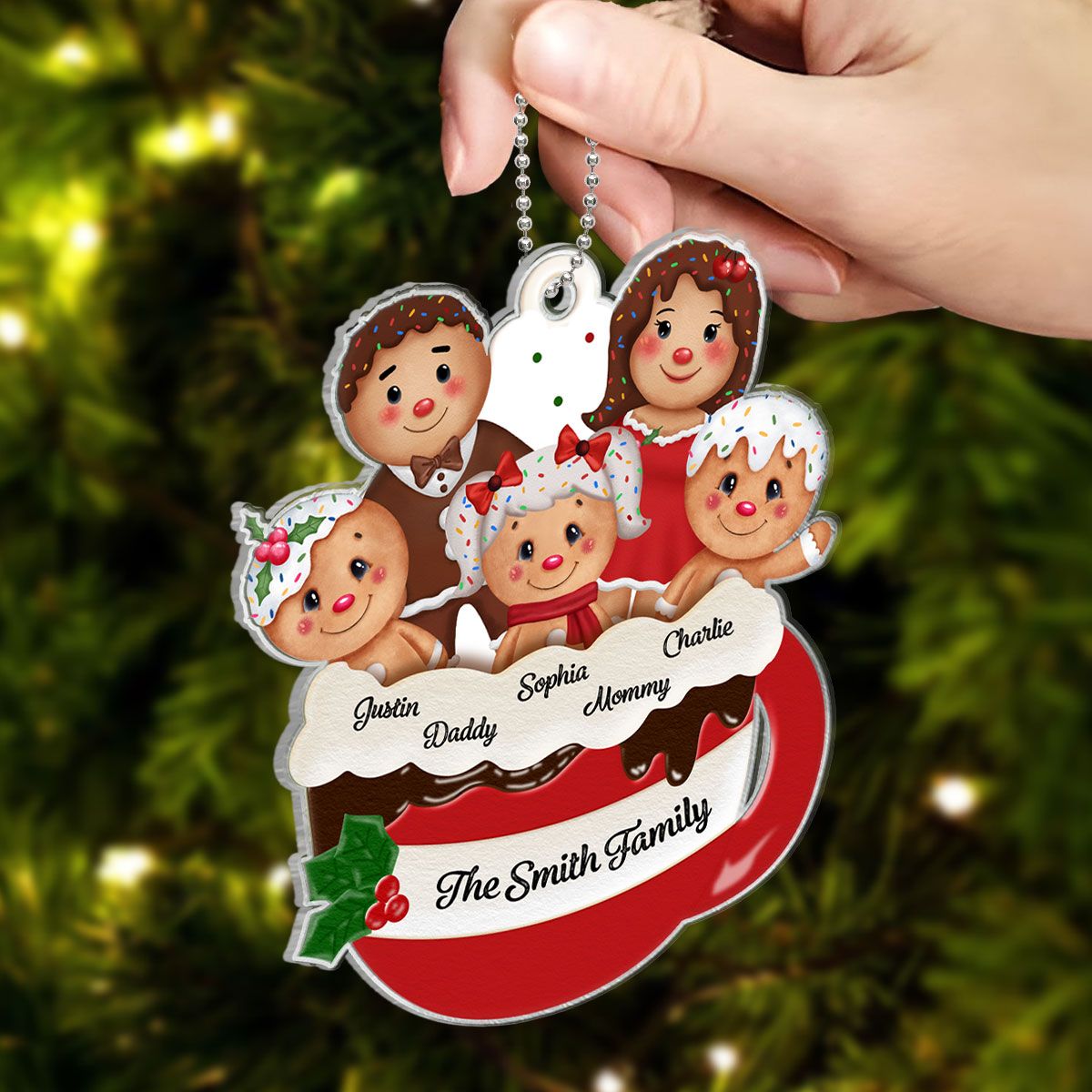 Personalized Gingerbread Family Christmas Ornament 2024, Custom Christmas Gift for Children, Grandchildren, Personalized Xmas Gift, Christmas Decor