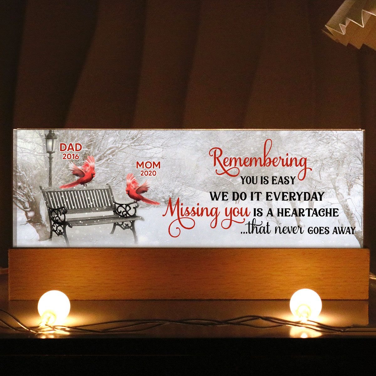 Remembering You Is Easy Missing You Is A Heartache Memorial Personalized LED Night Light, Christmas Sympathy Gift