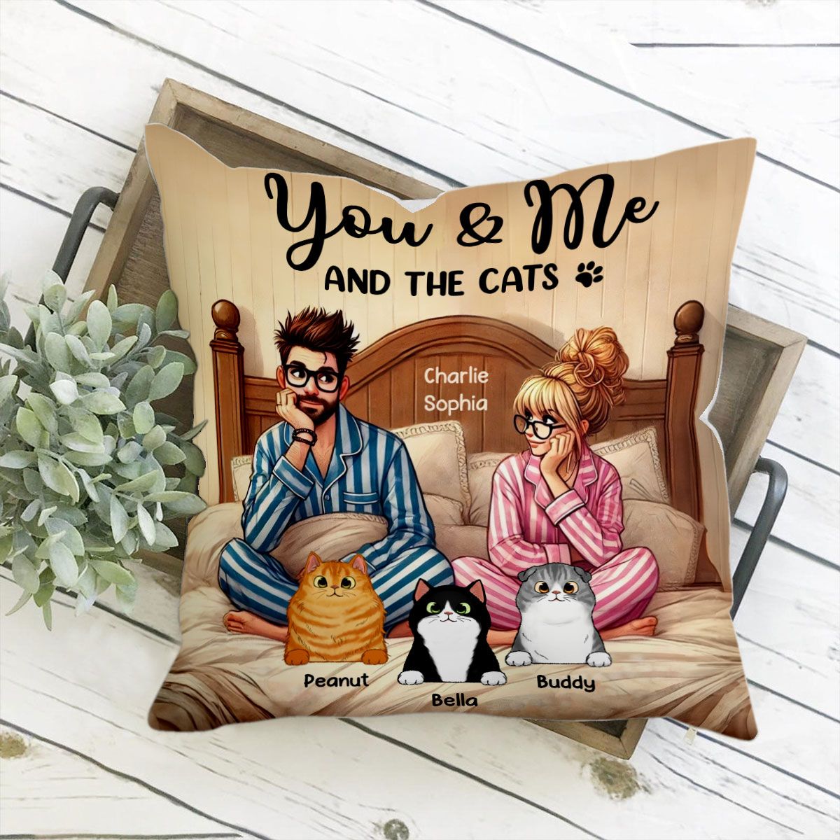 Couple And The Dogs Personalized Pillow, Anniversary Gift for him, Gift for her