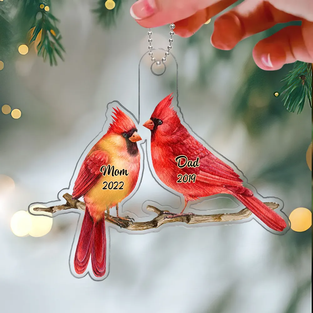 Memorial Cardinal Dad Mom Personalized Christmas Ornament