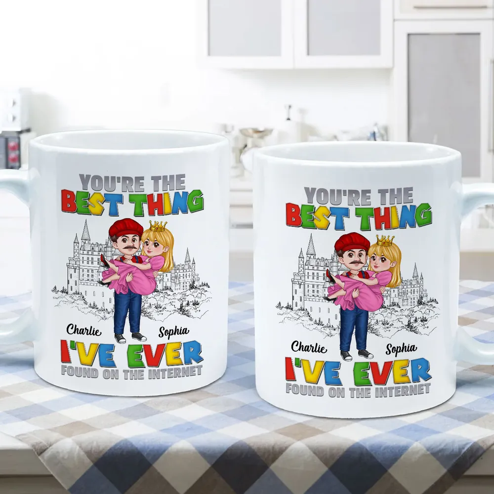 The Best Thing I‘ve Ever Found On The Internet Man Carrying Woman Cartoon Couple Personalized Coffee Mug