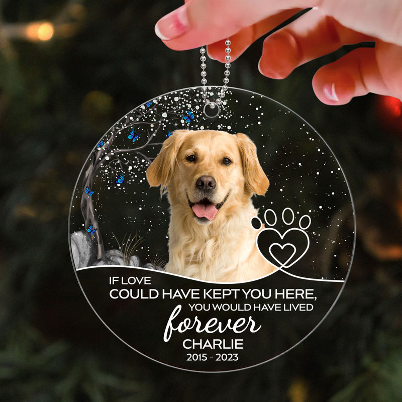 If Loved Could Have Kept You Dog Cat Pet Blossom Tree Memorial Personalized Photo Acrylic Ornament