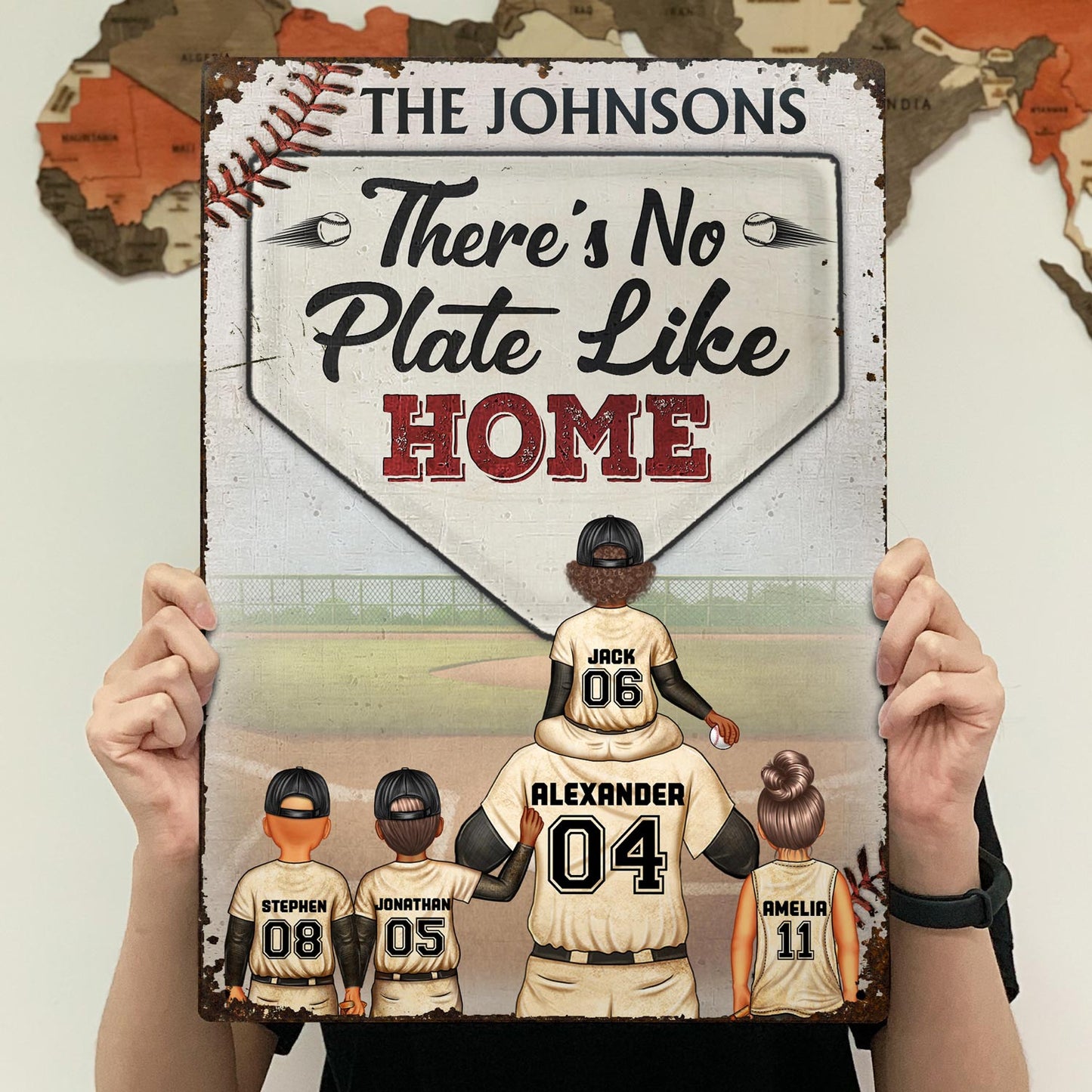 There's No Plate Like Home - Gift For Family, Baseball, Softball Fans - Personalized Custom Classic Metal Signs