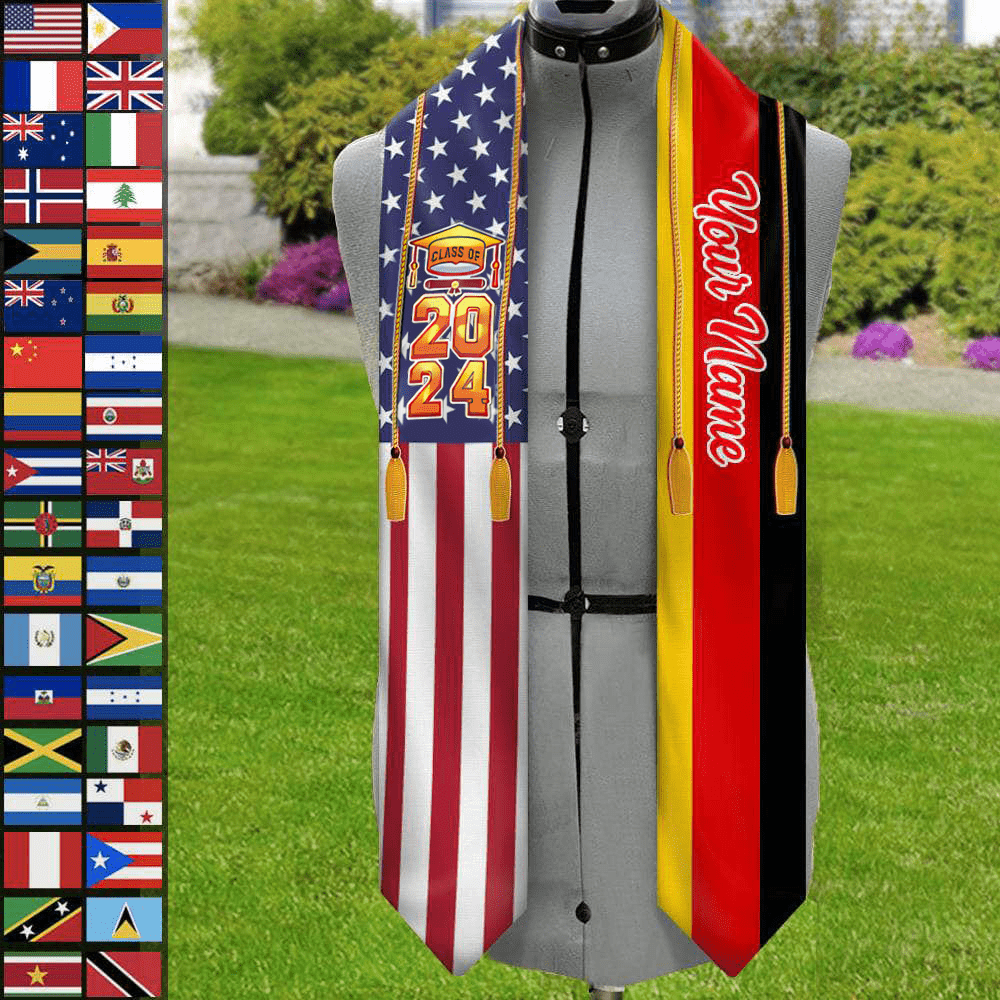 Country Flag Class of 2023 Stoles Sash, Graduation Gift, Senior Gift