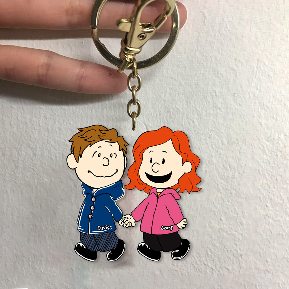 Gift For Couple Keychain Couple Hand In Hand - Personalized Acrylic Keychain