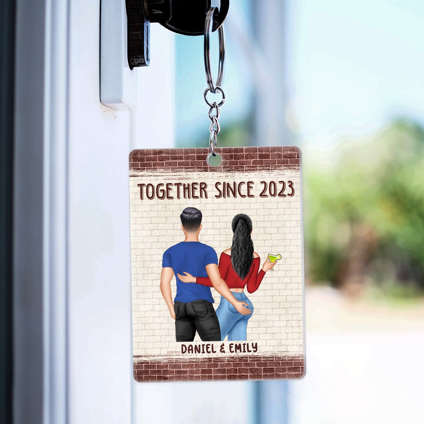 Couple All Because Two People Swiped Right - Gift For Couples - Personalized Custom Rectangle Acrylic Keychain