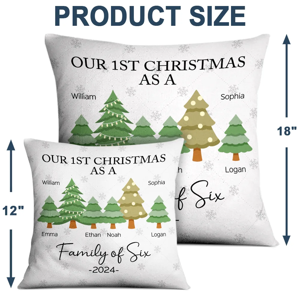 First Christmas As A Family Of Three - Personalized Pillow