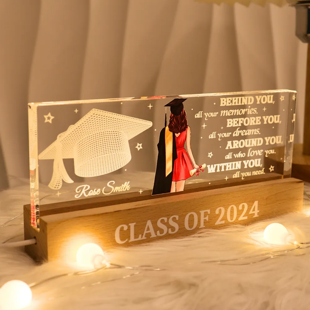 Behind You All Your Memories Graduation Gift Personalized Acrylic Block LED Night Light