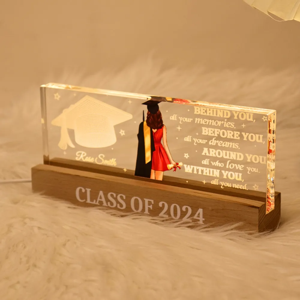 Behind You All Your Memories Graduation Gift Personalized Acrylic Block LED Night Light