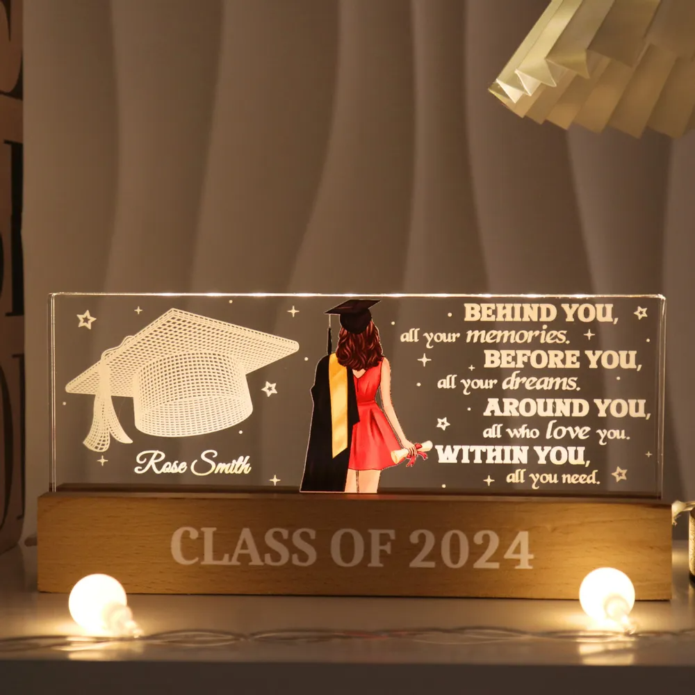 Behind You All Your Memories Graduation Gift Personalized Acrylic Block LED Night Light