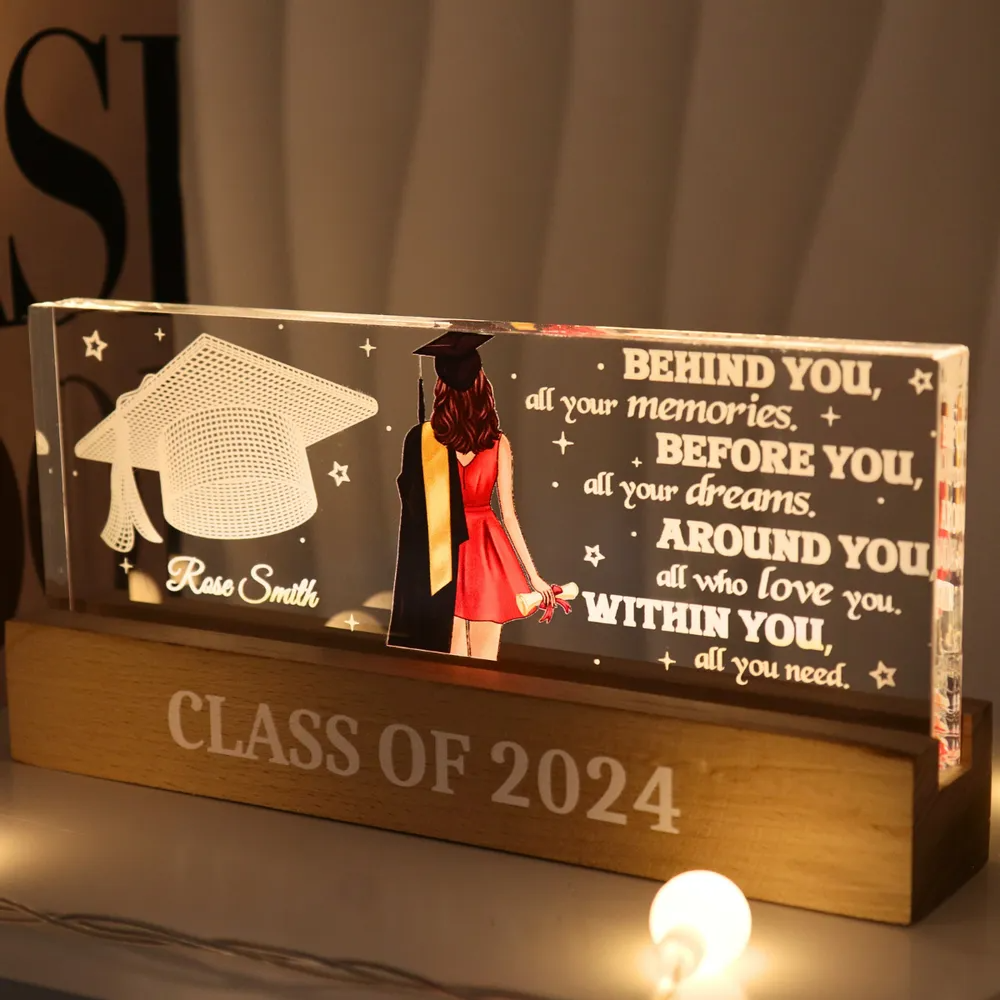 Behind You All Your Memories Graduation Gift Personalized Acrylic Block LED Night Light