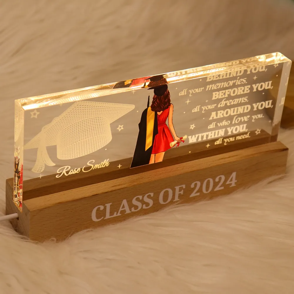 Behind You All Your Memories Graduation Gift Personalized Acrylic Block LED Night Light