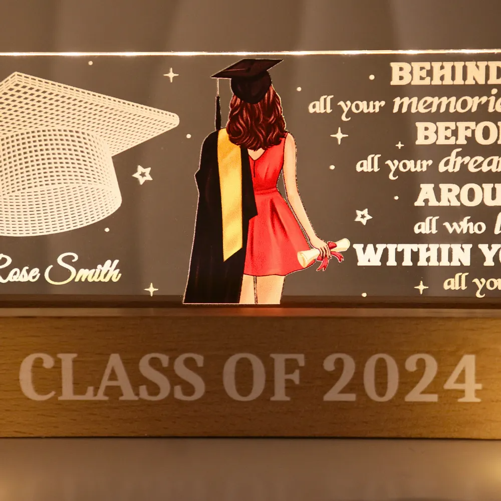 Behind You All Your Memories Graduation Gift Personalized Acrylic Block LED Night Light