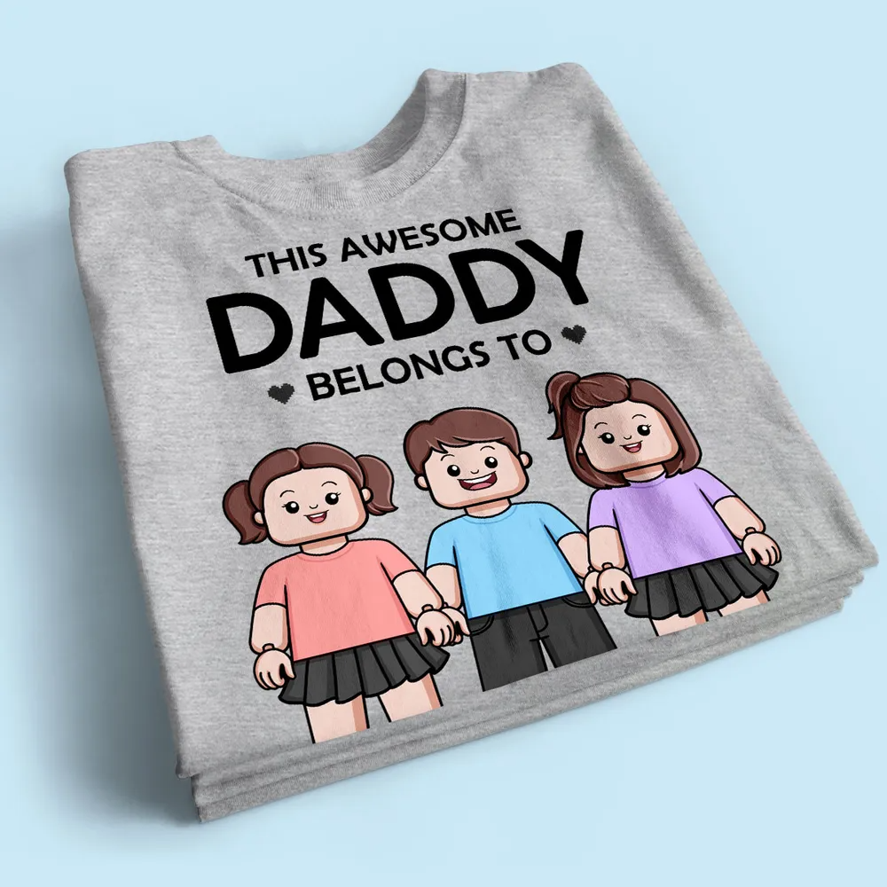 This Awesome Daddy Belongs To Kids Block Characters Personalized Shirt