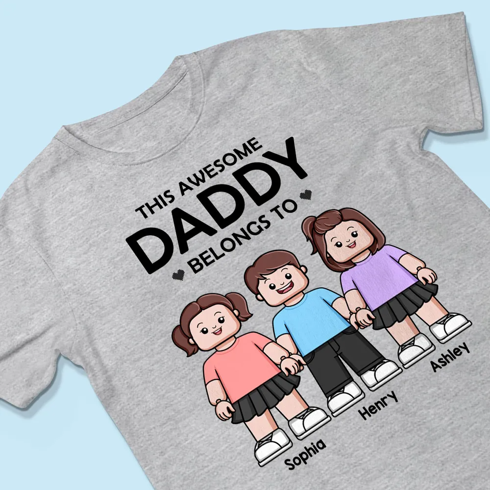 This Awesome Daddy Belongs To Kids Block Characters Personalized Shirt