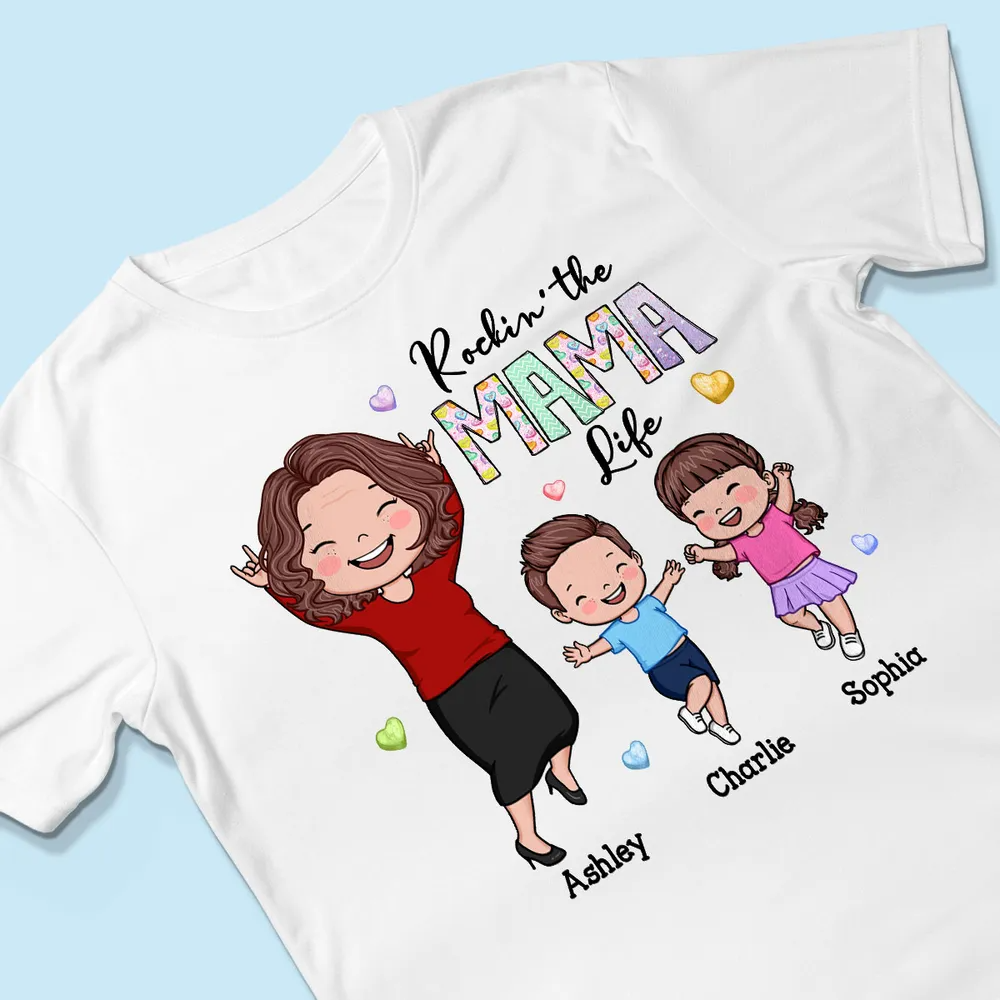 Rockin' The Nana Life Vector Happy Kids Personalized Shirt