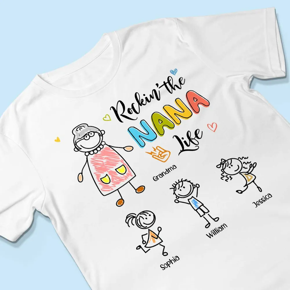 Rockin' Grandma Life Drawing Personalized Shirt