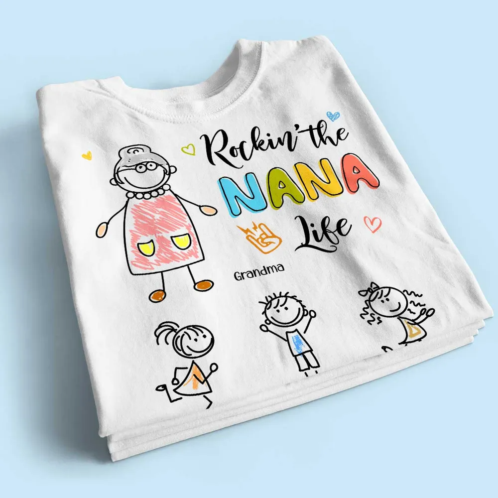 Rockin' Grandma Life Drawing Personalized Shirt