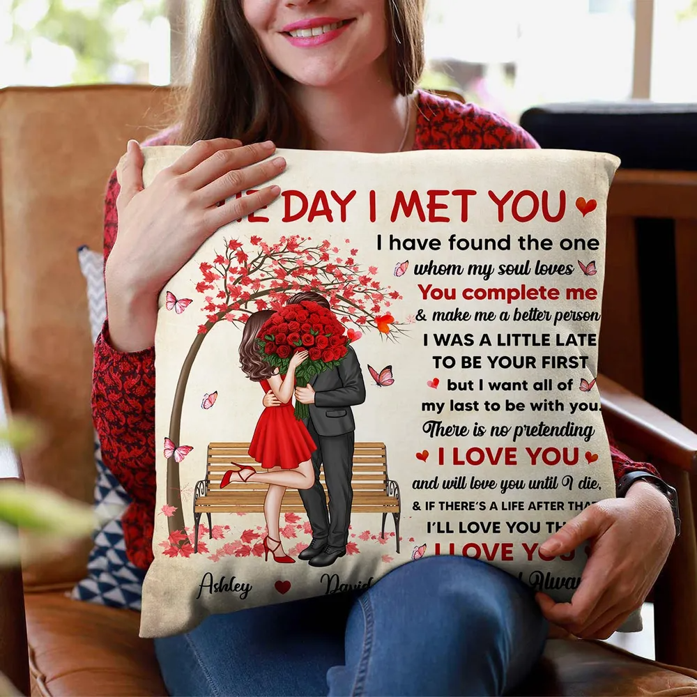 Elegant Couple The Day I Met You Personalized Pillow