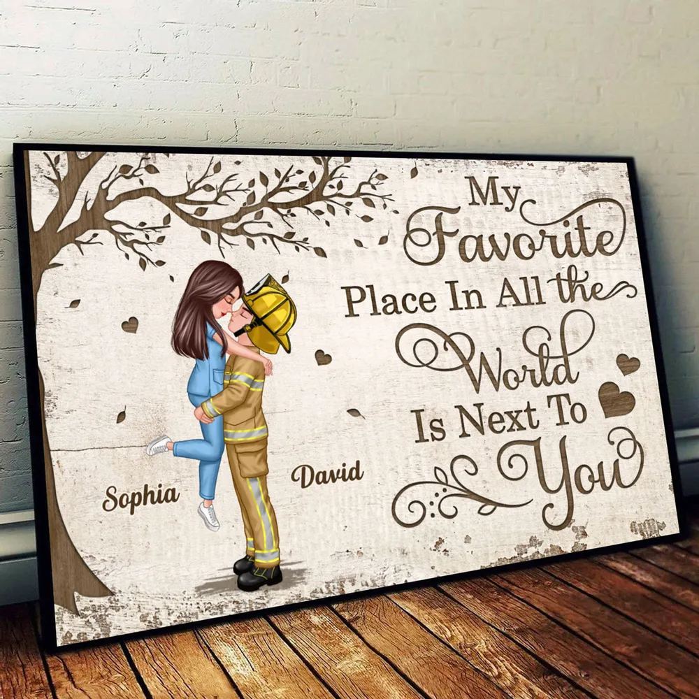 Favorite Place In The World Couple Gifts by Occupation Gift For Her Gift For Him Firefighter, Nurse, Police Officer Personalized Poster