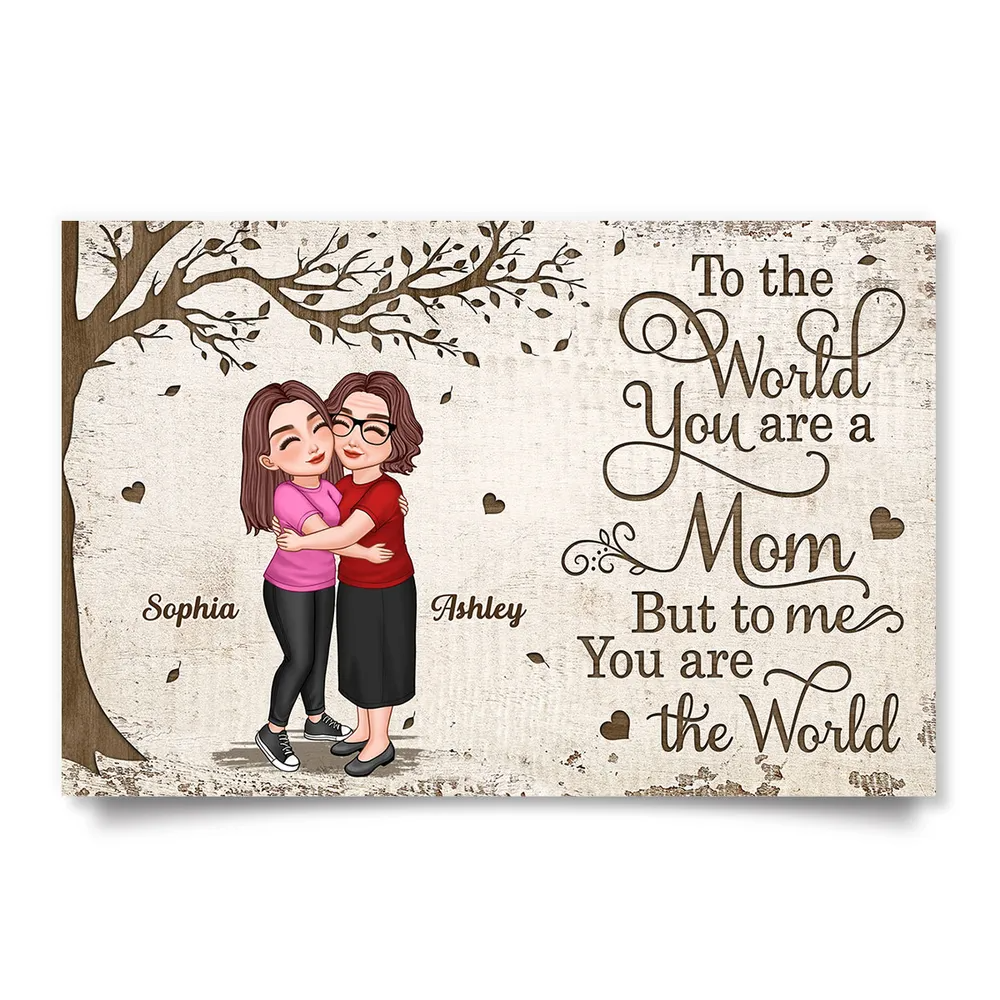 Mother Holding Son Daughter Under Tree Personalized Poster