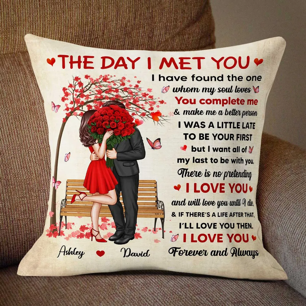 Elegant Couple The Day I Met You Personalized Pillow