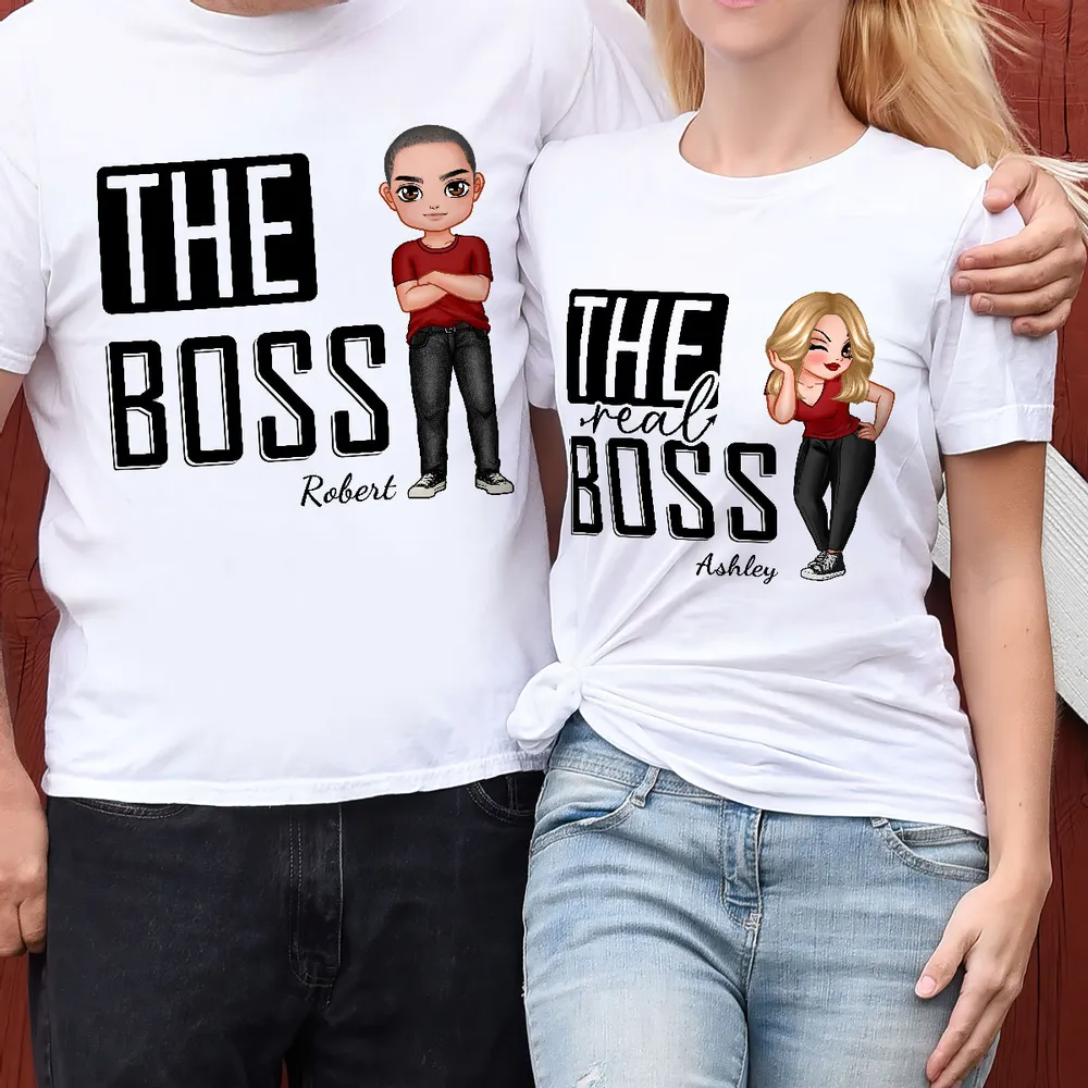 The Boss The Real Boss Funny Valentine‘s Day Gift For Couple Personalized Matching Shirts