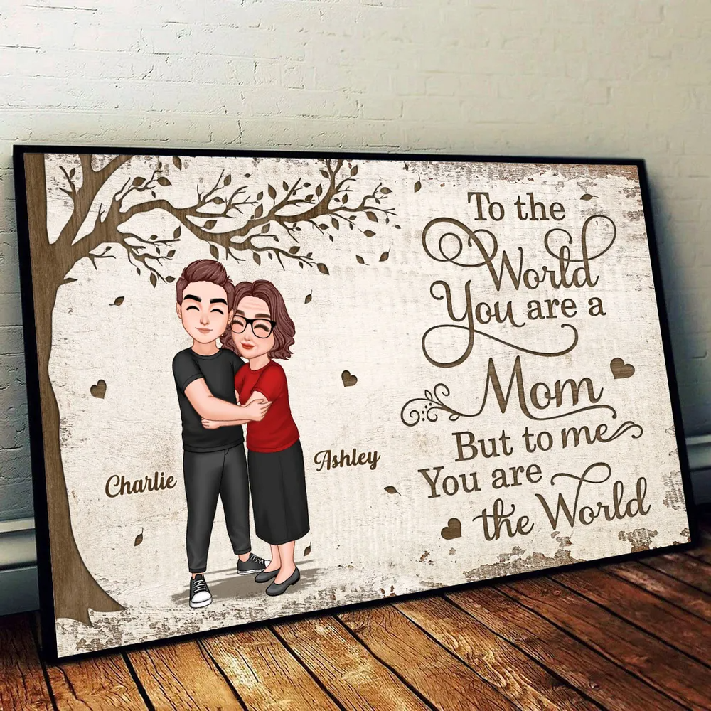 Mother Holding Son Daughter Under Tree Personalized Poster