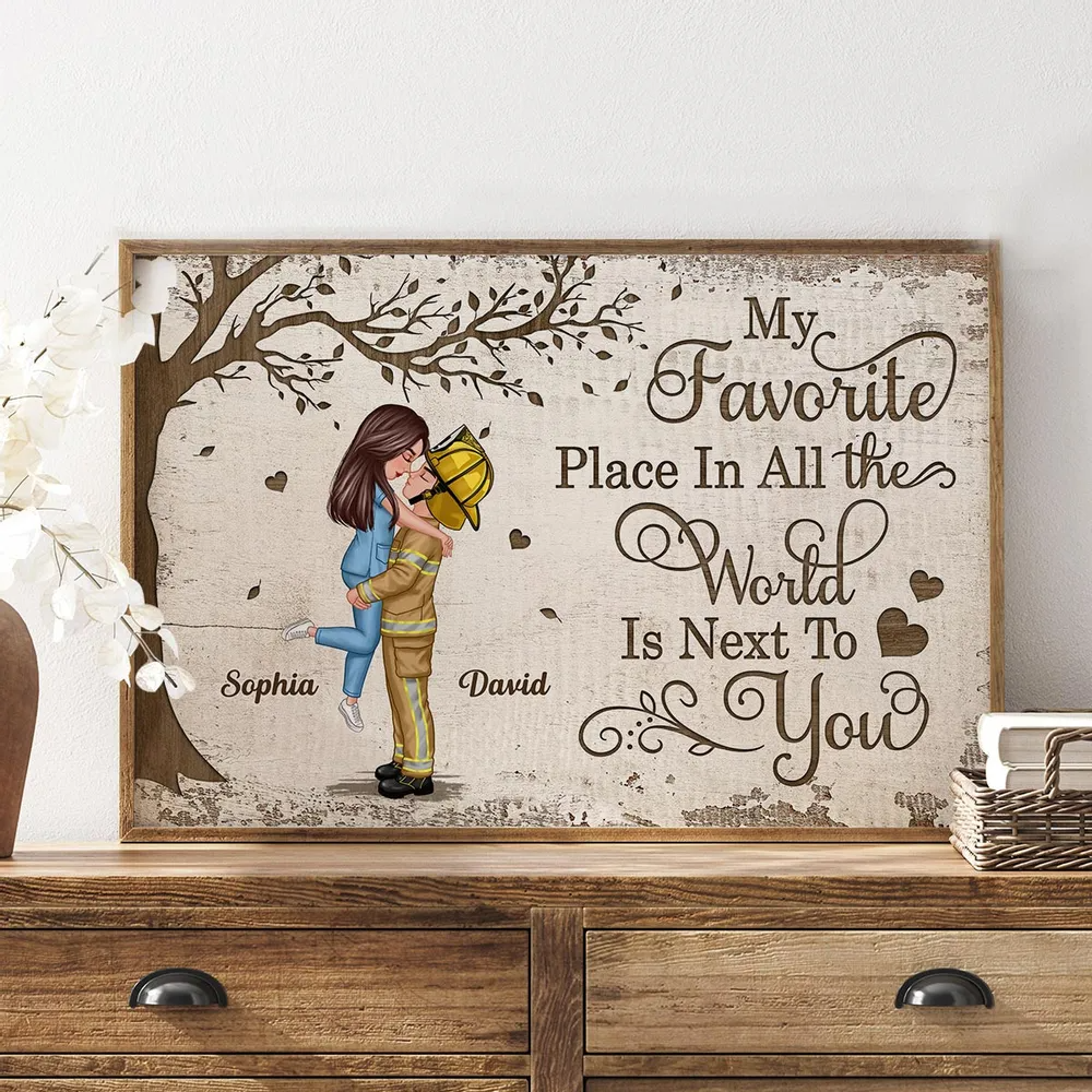 Favorite Place In The World Couple Gifts by Occupation Gift For Her Gift For Him Firefighter, Nurse, Police Officer Personalized Poster