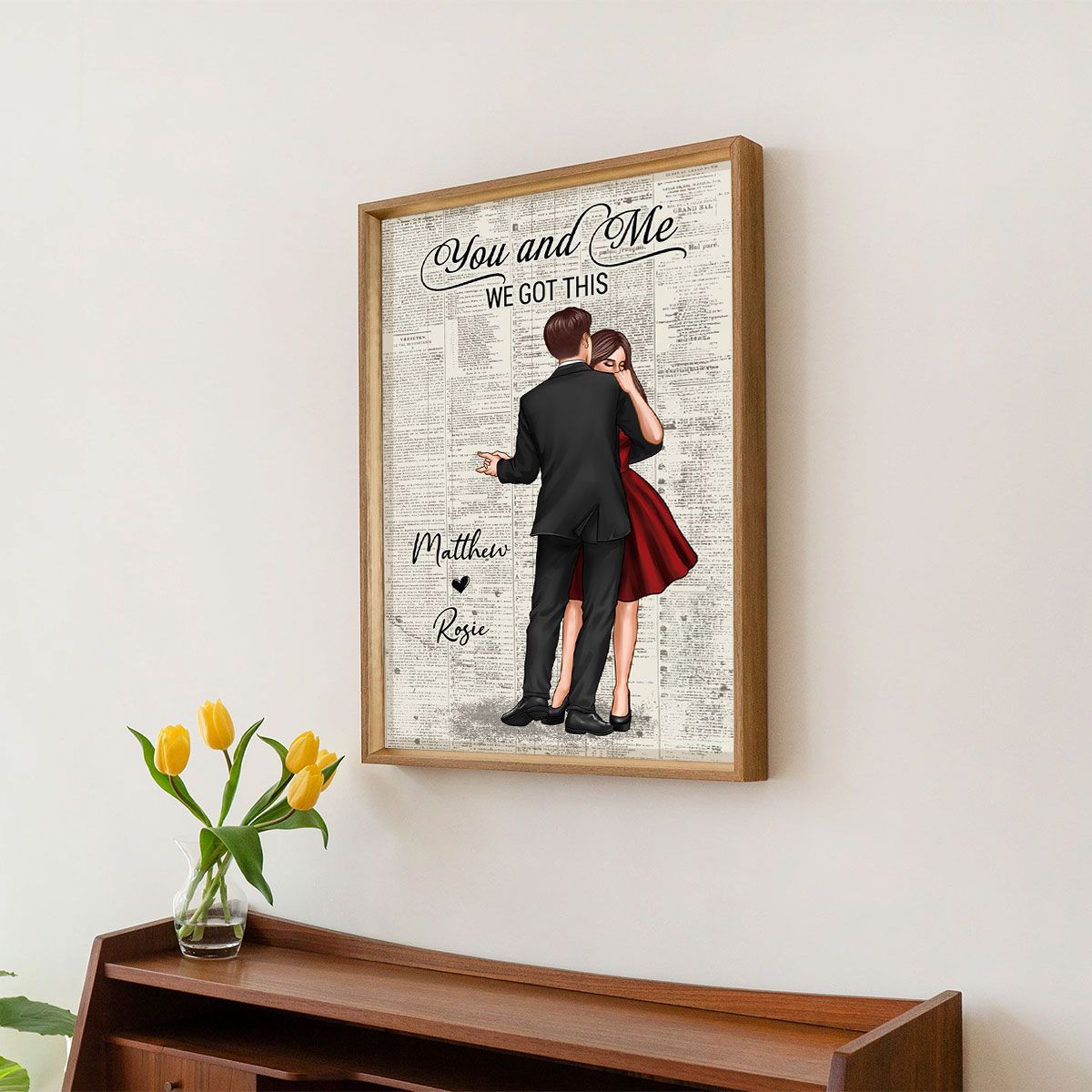 Couple Dancing Vintage Newspaper Anniversary Gift Personalized Poster