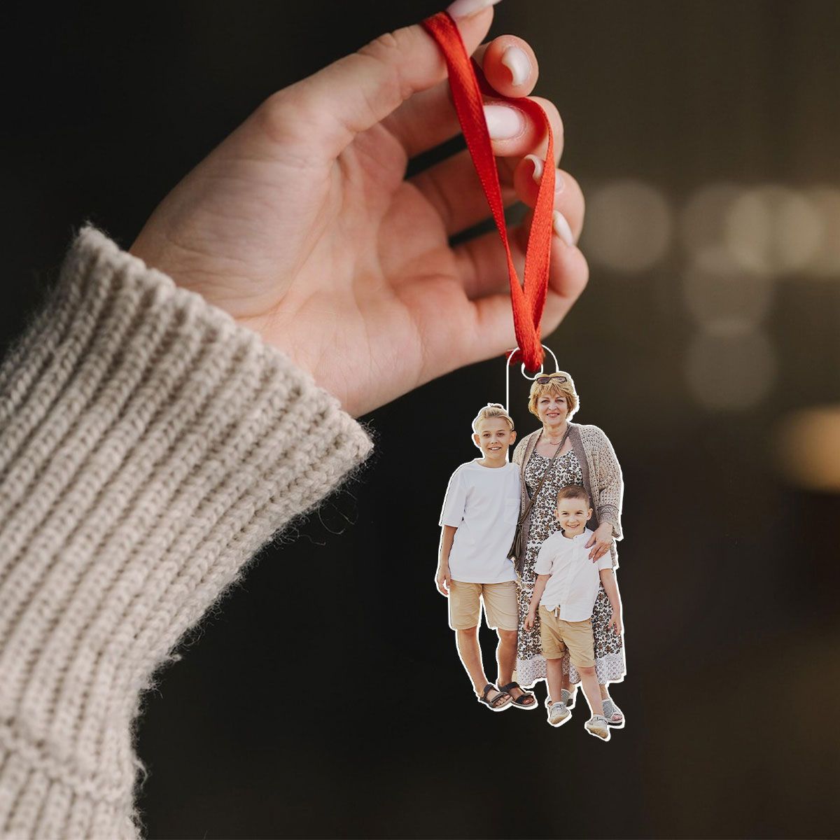 Customized Your Photo Ornament, Personalized Photo Acrylic Ornament, Christmas Gifts For Family Member, Gift For Grandparents