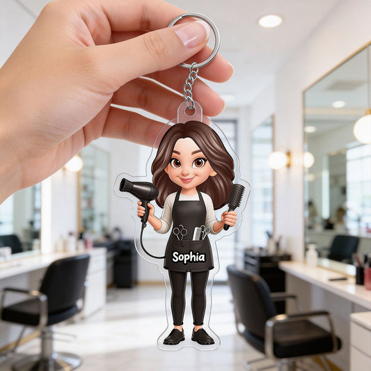 Hairdresser Man Woman - Personalized Acrylic Keychain - Gift For Hairdressers