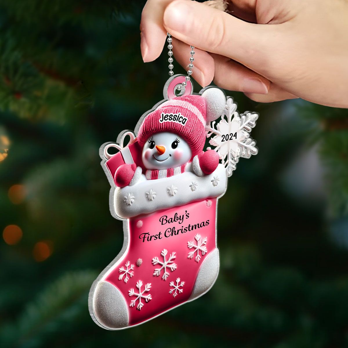 Snowman Baby's First Christmas Ornament Personalized, Custom Baby Boy Girl Christmas Ornament, Christmas Keepsake, Gift for Kid