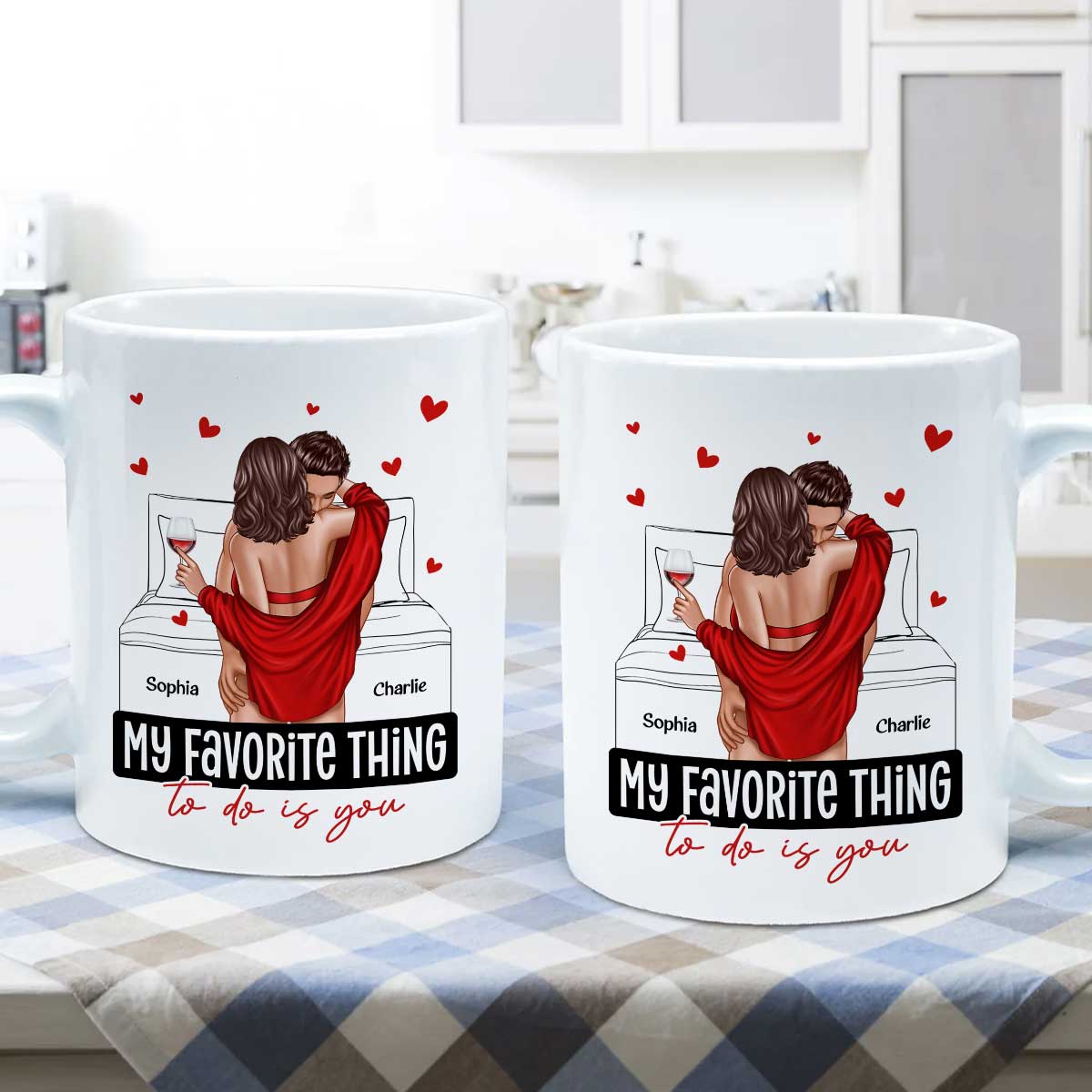 Couple Standing Kissing My Favorite Thing To Do Is You Personalized Mug