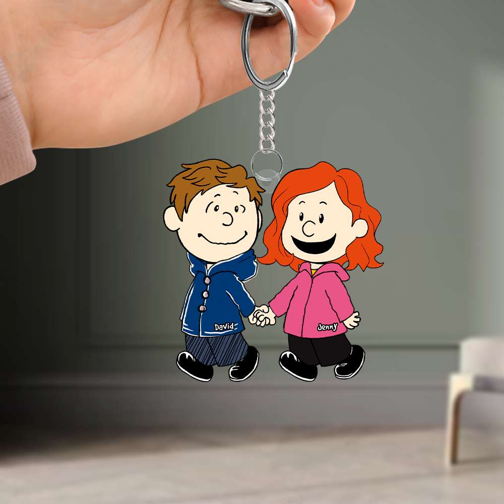 Gift For Couple Keychain Couple Hand In Hand - Personalized Acrylic Keychain