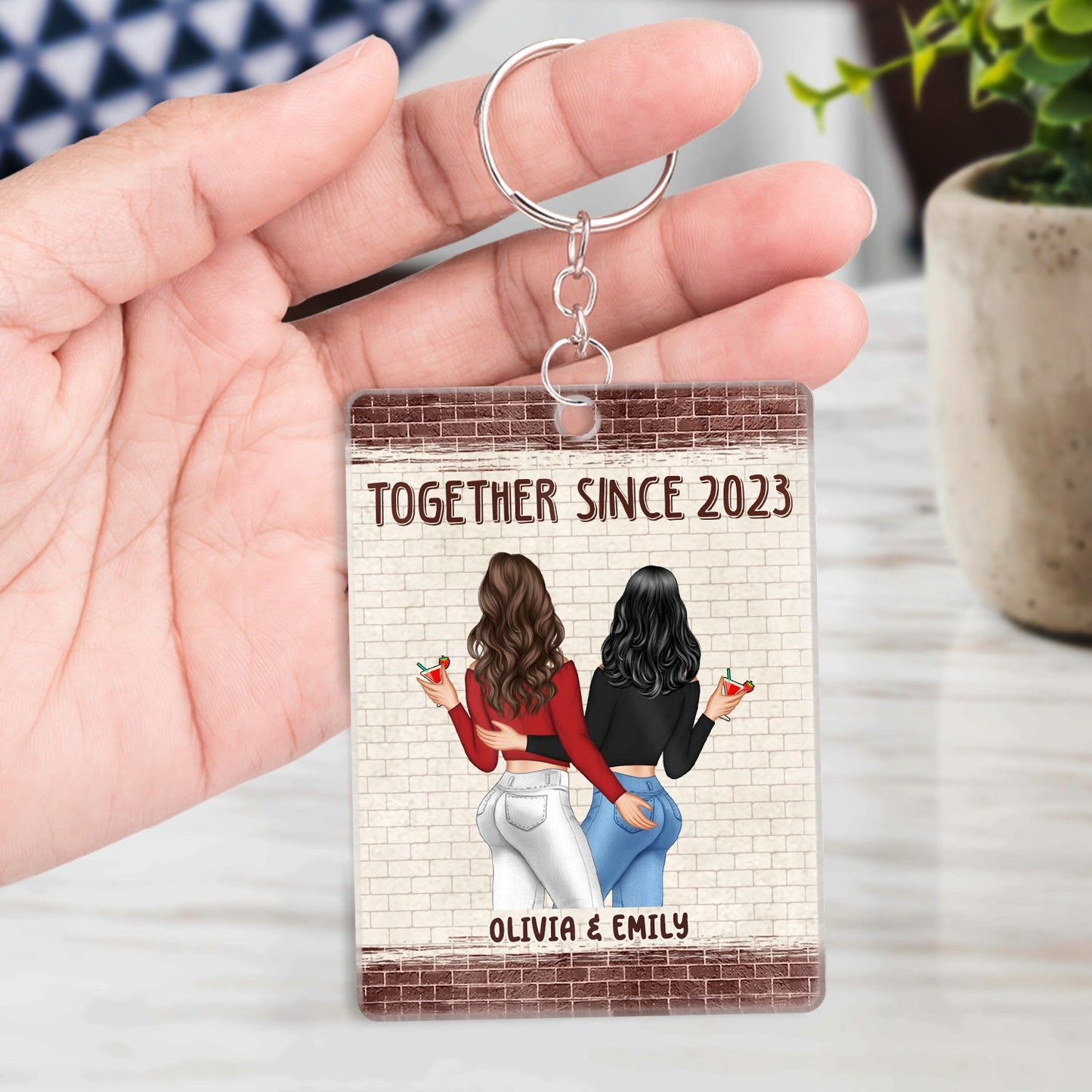 Couple All Because Two People Swiped Right - Gift For Couples - Personalized Custom Rectangle Acrylic Keychain