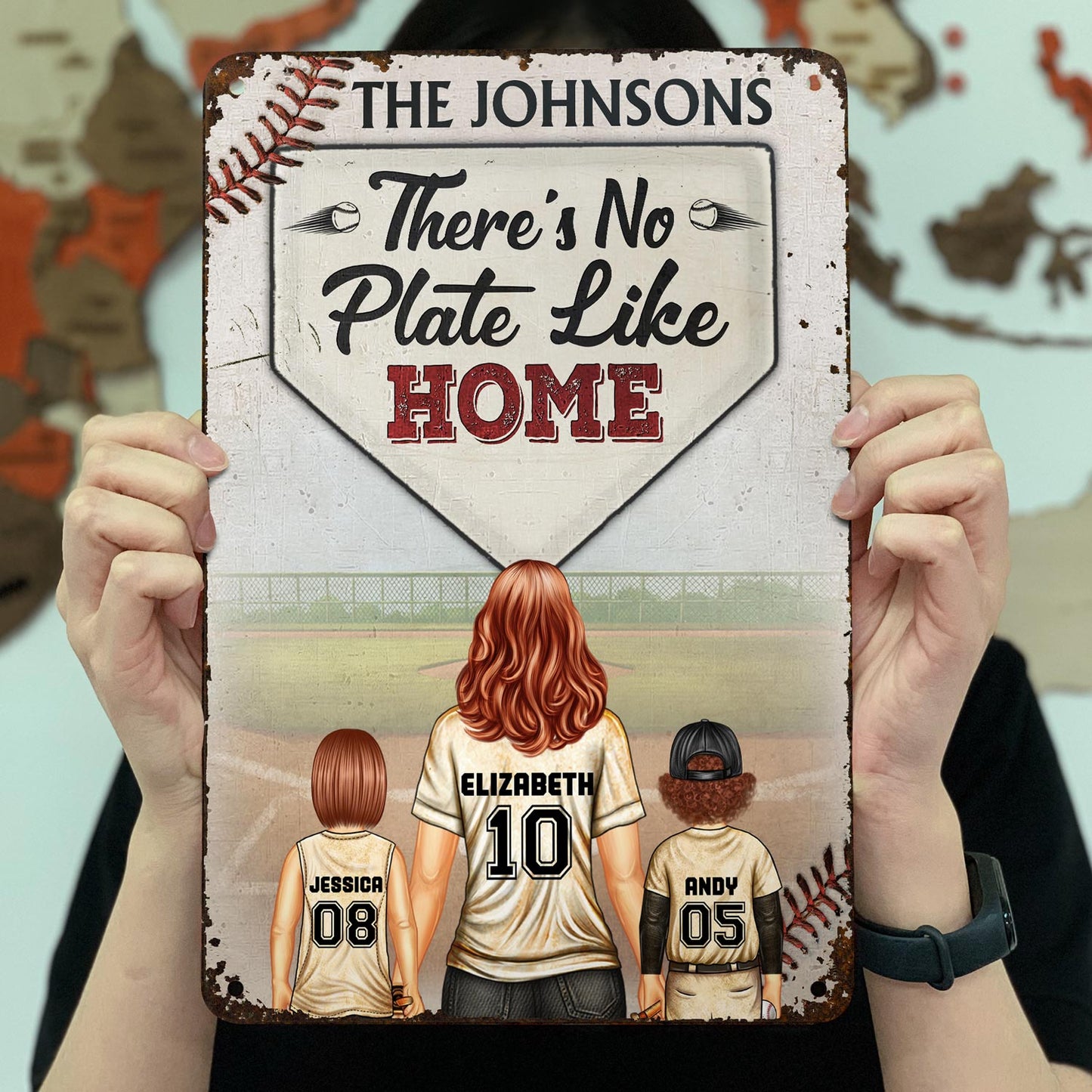 There's No Plate Like Home - Gift For Family, Baseball, Softball Fans - Personalized Custom Classic Metal Signs