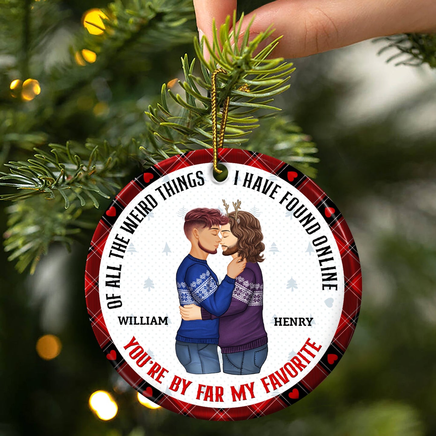 Christmas Gift For Couples - You Are My Favorite By Far - Personalized Circle Ceramic Ornament