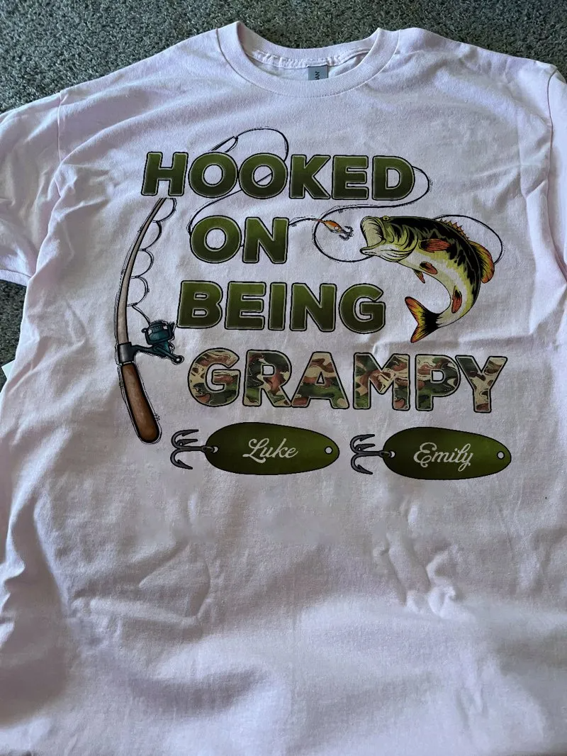 Hooked On Being Grandpa Papa Fishing Camouflage Personalized Shirt, Father's Day Gift For Grandpa, Dad, Husband