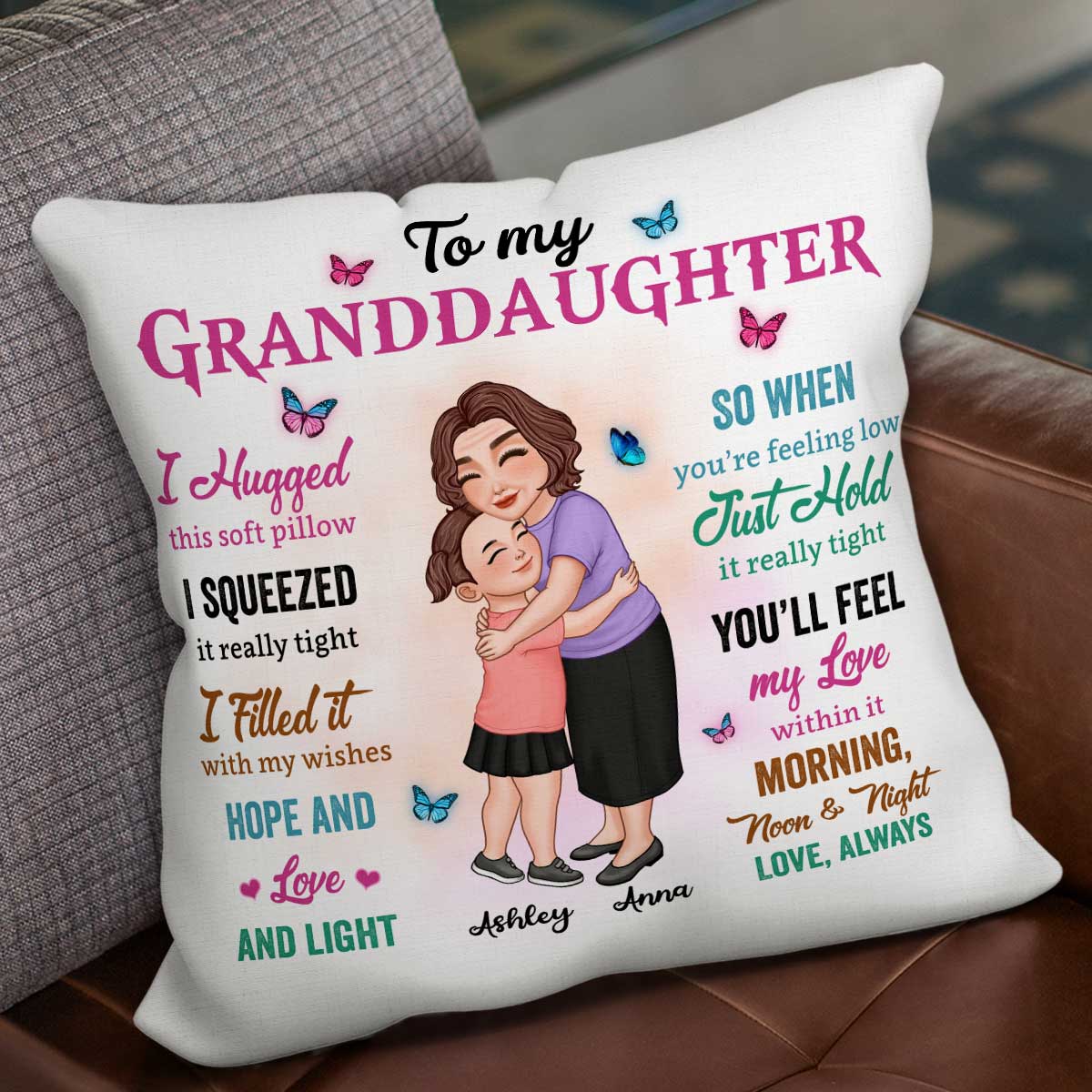 Colorful To My Granddaughter Grandson Gift For Grandchildren Personalized Pillow