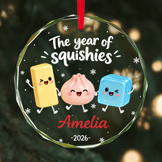 The Year Of Squishies 2D Flat - Personalized Glass Ornament - Christmas Gift For Squishy Lovers, Gift for Kids, 2026 Keepsake