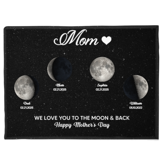 Mom Grandma Love You To The Moon And Back Moon Phase Art Personalized Blanket
