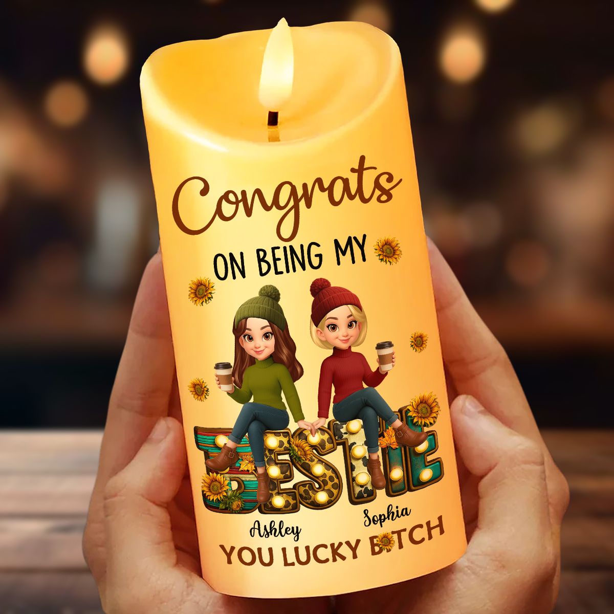 To My Bestie Western Fall Vibe Personalized LED Candle