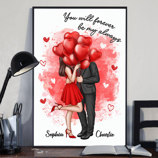 Watercolor Elegant Couple Valentine‘s Gift Personalized Vertical Poster