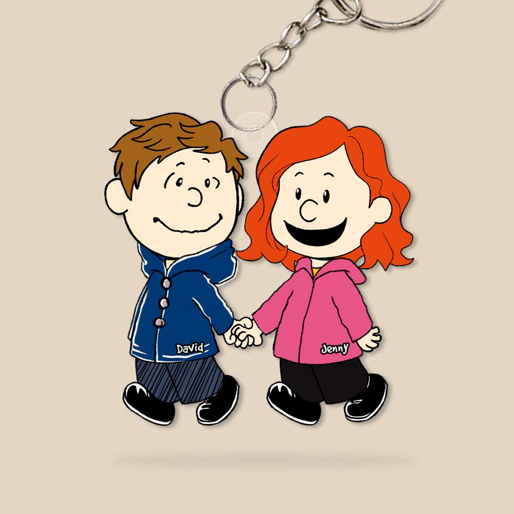 Gift For Couple Keychain Couple Hand In Hand - Personalized Acrylic Keychain